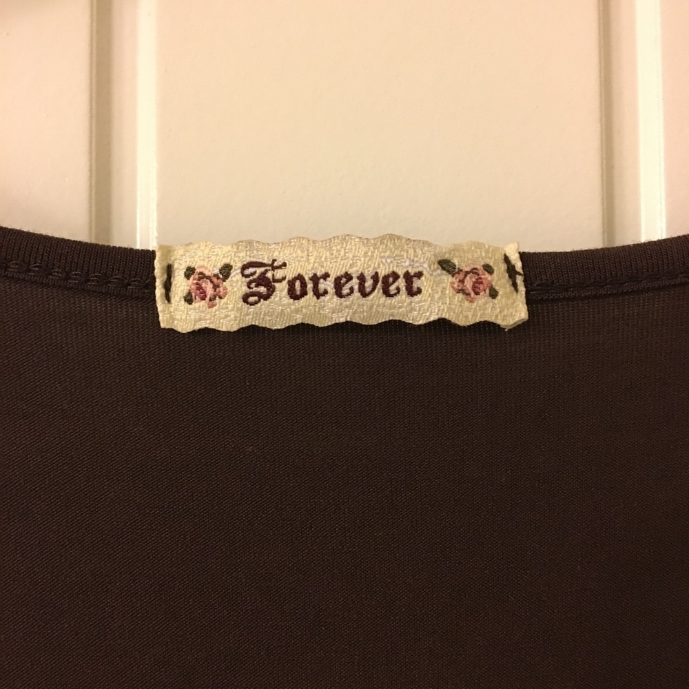 Forever 21 Women’s Brown 3/4 Sleeve Blouse Size Large - Picture 3 of 4